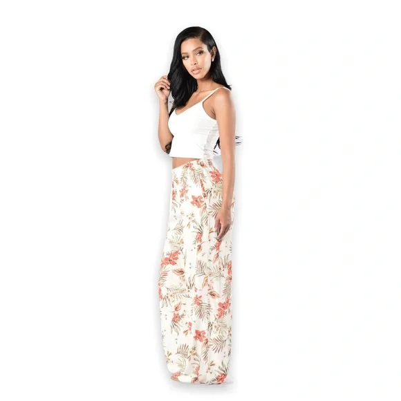 White Tropical Island Girl High Flare Pants - Kauai Natural - Picture 10 of 10